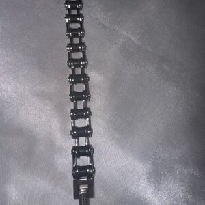RCI stainless Steel and Black Rubber Geometric Link Jewelry Chain